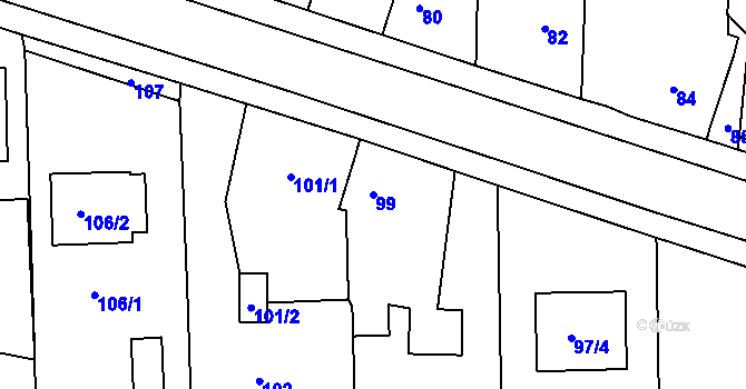 Parcela st. 99 v KÚ Dasný, Katastrální mapa