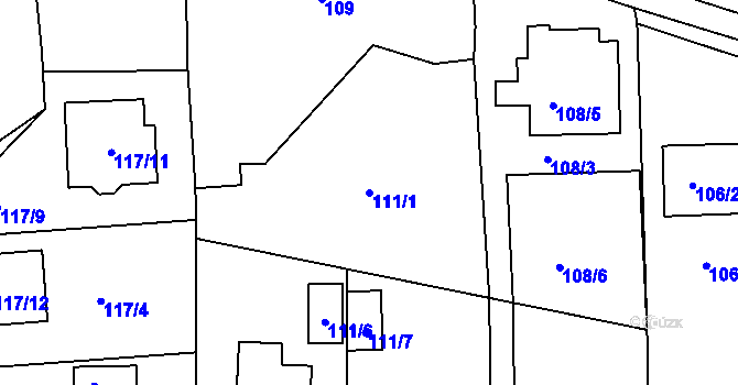 Parcela st. 111/1 v KÚ Dasný, Katastrální mapa