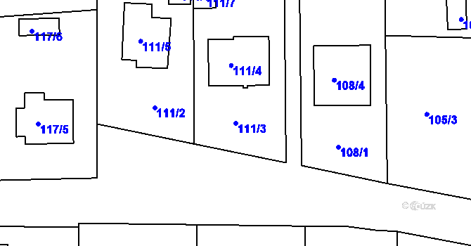 Parcela st. 111/3 v KÚ Dasný, Katastrální mapa