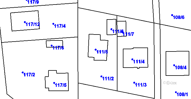 Parcela st. 111/5 v KÚ Dasný, Katastrální mapa