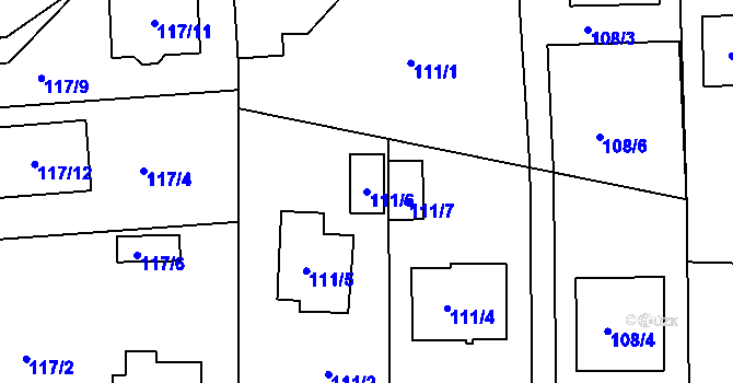 Parcela st. 111/6 v KÚ Dasný, Katastrální mapa