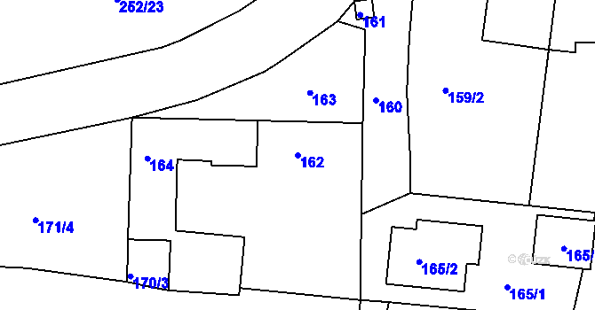 Parcela st. 162 v KÚ Dasný, Katastrální mapa