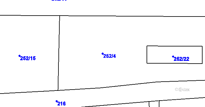 Parcela st. 252/4 v KÚ Dasný, Katastrální mapa