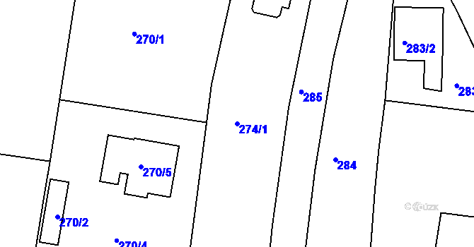 Parcela st. 274/1 v KÚ Dasný, Katastrální mapa
