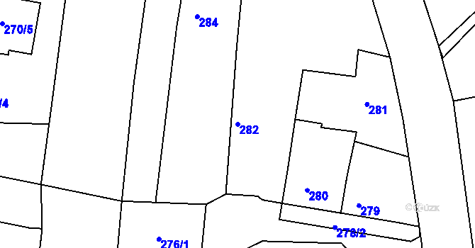 Parcela st. 282 v KÚ Dasný, Katastrální mapa