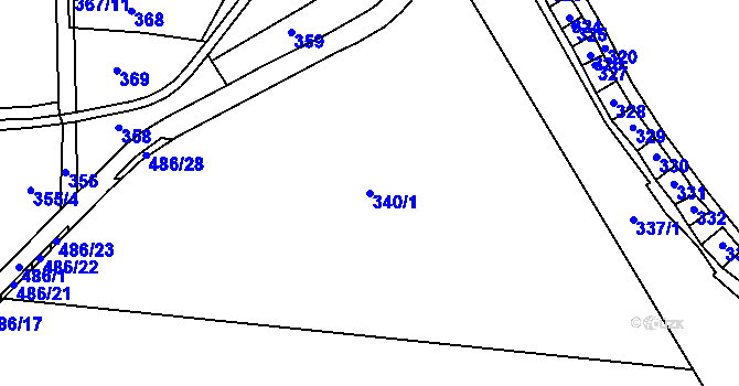 Parcela st. 340/1 v KÚ Dasný, Katastrální mapa
