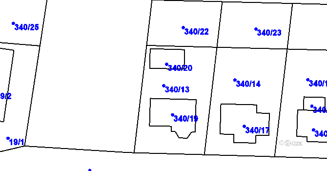 Parcela st. 340/13 v KÚ Dasný, Katastrální mapa