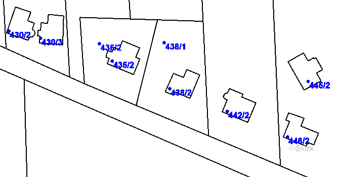 Parcela st. 438/2 v KÚ Dasný, Katastrální mapa