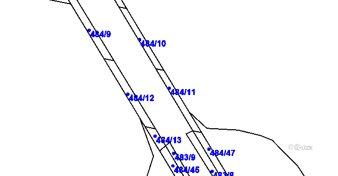 Parcela st. 484/11 v KÚ Dasný, Katastrální mapa