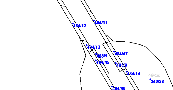 Parcela st. 484/13 v KÚ Dasný, Katastrální mapa
