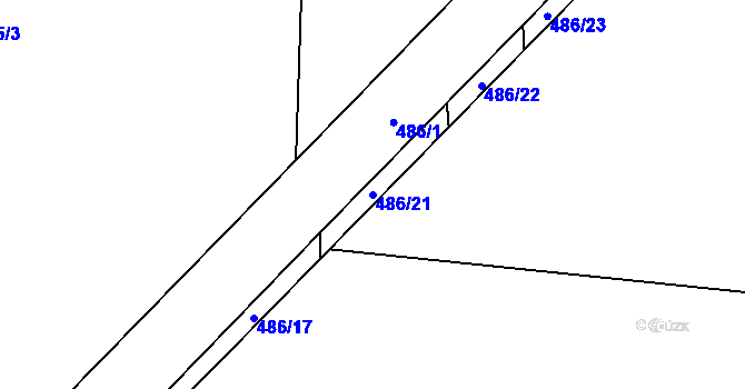 Parcela st. 486/21 v KÚ Dasný, Katastrální mapa