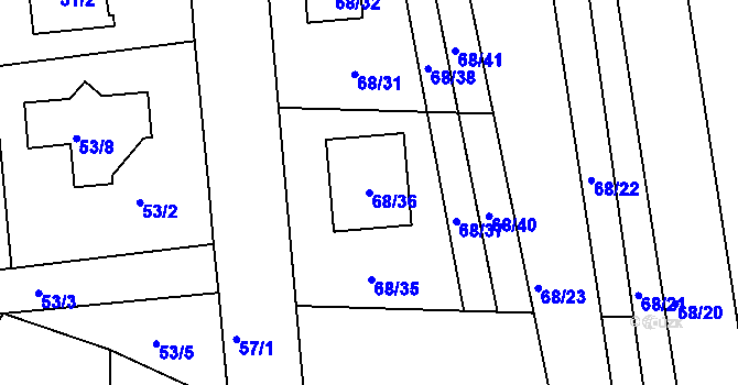 Parcela st. 68/36 v KÚ Dasný, Katastrální mapa