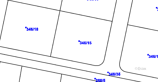 Parcela st. 346/15 v KÚ Dasný, Katastrální mapa