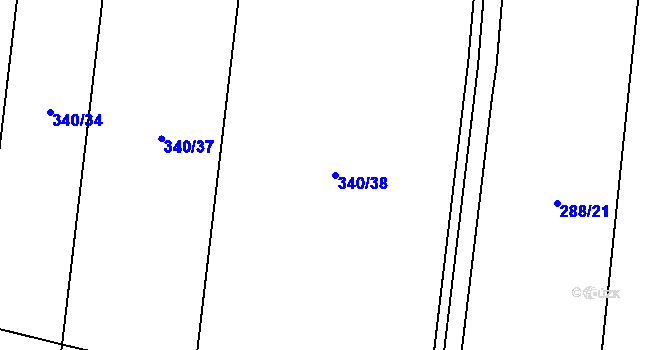 Parcela st. 340/38 v KÚ Dasný, Katastrální mapa