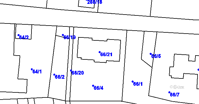 Parcela st. 66/21 v KÚ Dasný, Katastrální mapa