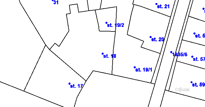 Parcela st. 18 v KÚ Dašice, Katastrální mapa