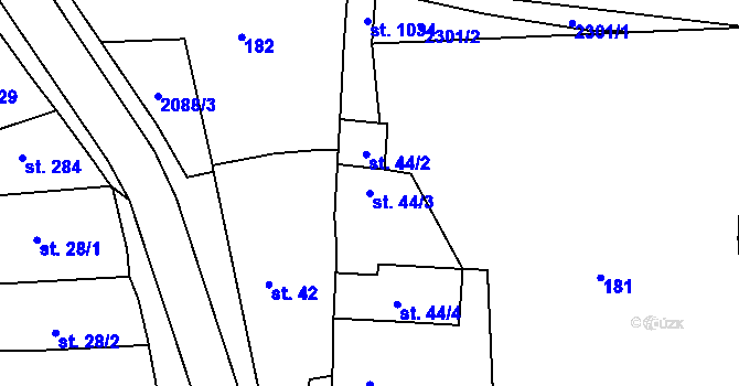 Parcela st. 44/3 v KÚ Dašice, Katastrální mapa
