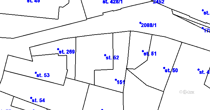 Parcela st. 52 v KÚ Dašice, Katastrální mapa