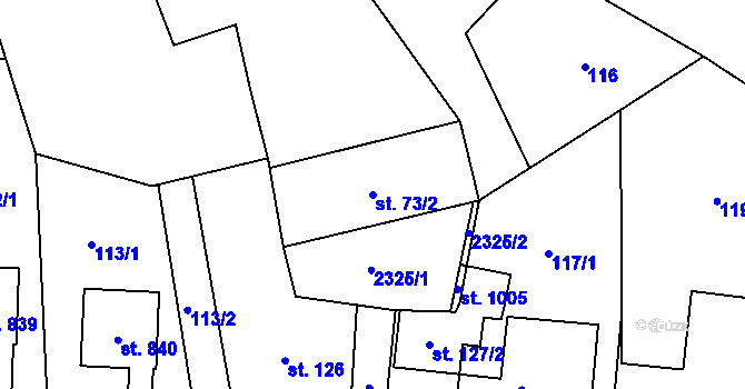Parcela st. 73/2 v KÚ Dašice, Katastrální mapa