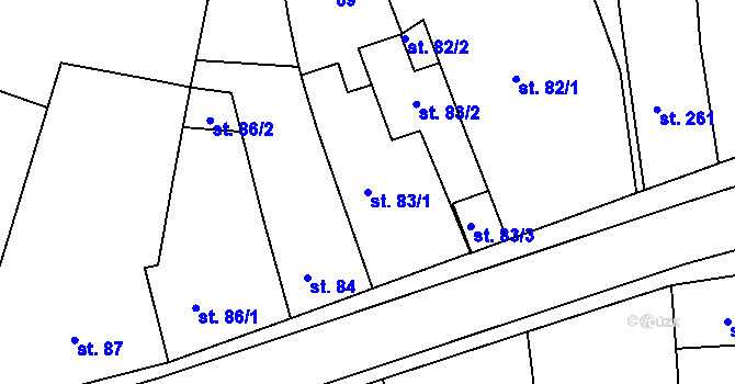 Parcela st. 83/1 v KÚ Dašice, Katastrální mapa