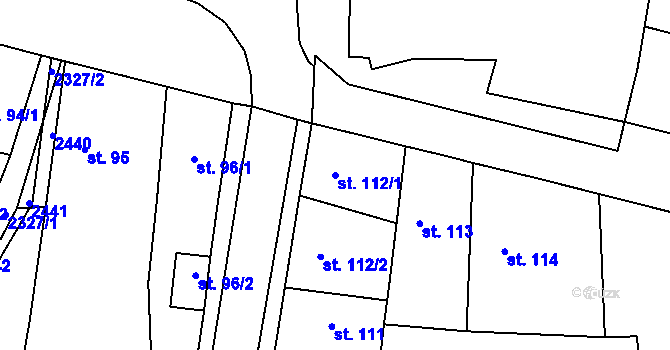 Parcela st. 112/1 v KÚ Dašice, Katastrální mapa