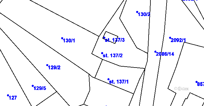 Parcela st. 137/2 v KÚ Dašice, Katastrální mapa