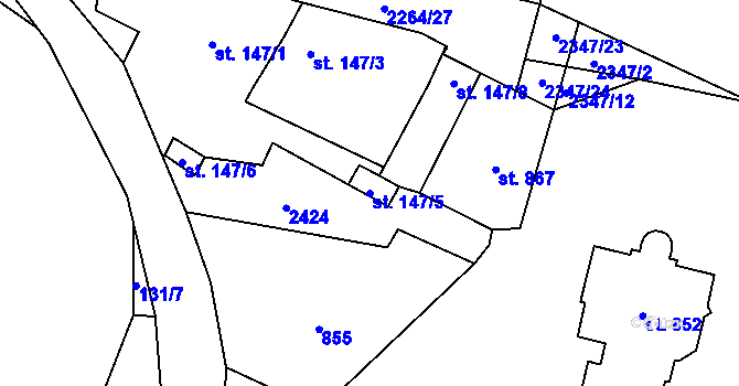 Parcela st. 147/5 v KÚ Dašice, Katastrální mapa