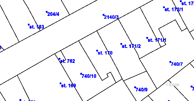 Parcela st. 170 v KÚ Dašice, Katastrální mapa