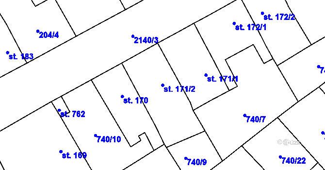Parcela st. 171/2 v KÚ Dašice, Katastrální mapa