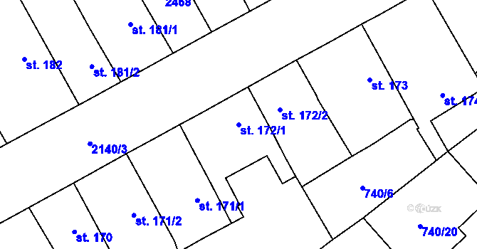 Parcela st. 172/1 v KÚ Dašice, Katastrální mapa
