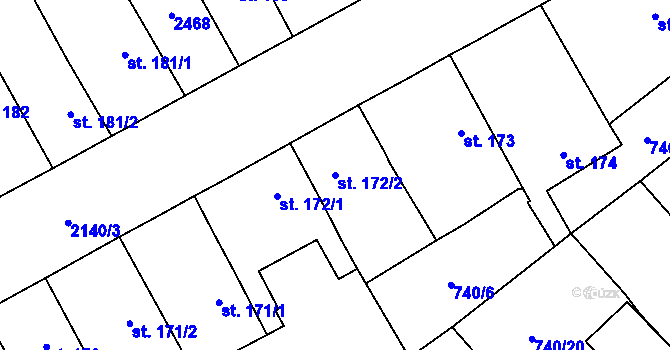 Parcela st. 172/2 v KÚ Dašice, Katastrální mapa