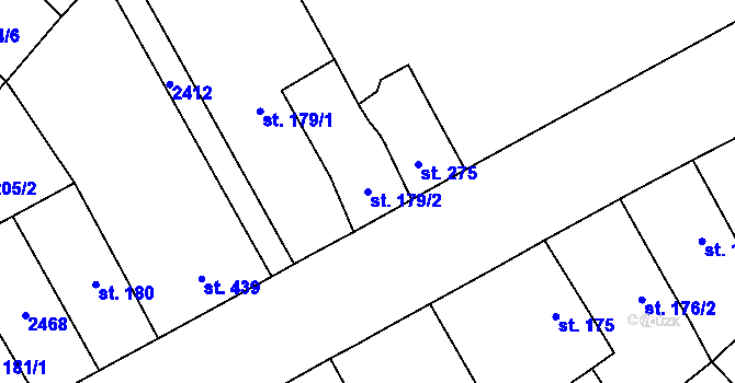 Parcela st. 179/2 v KÚ Dašice, Katastrální mapa