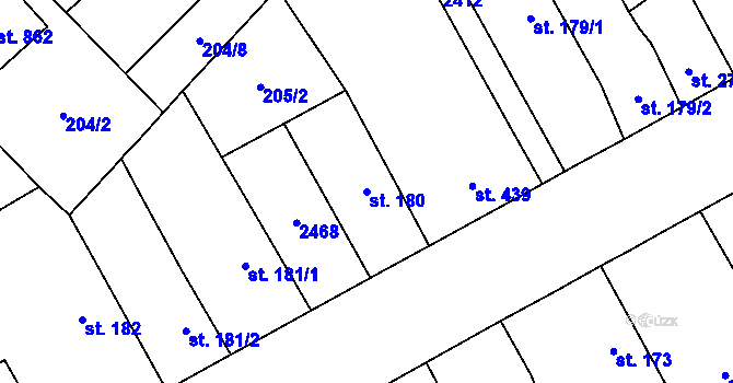 Parcela st. 180 v KÚ Dašice, Katastrální mapa