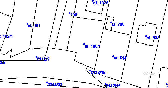 Parcela st. 190/1 v KÚ Dašice, Katastrální mapa