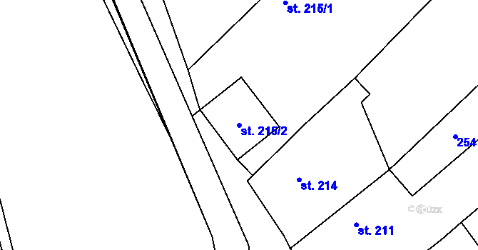 Parcela st. 215/2 v KÚ Dašice, Katastrální mapa