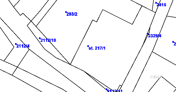 Parcela st. 217/1 v KÚ Dašice, Katastrální mapa
