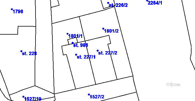 Parcela st. 227/2 v KÚ Dašice, Katastrální mapa