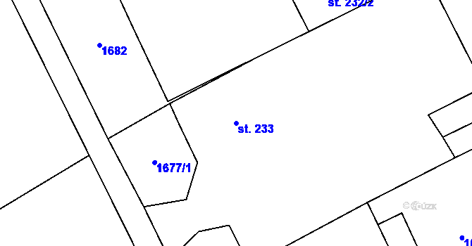 Parcela st. 233 v KÚ Dašice, Katastrální mapa