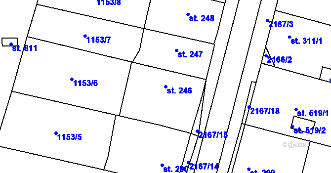 Parcela st. 246 v KÚ Dašice, Katastrální mapa