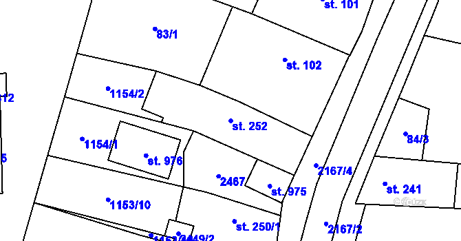 Parcela st. 252 v KÚ Dašice, Katastrální mapa