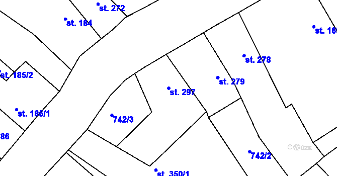 Parcela st. 297 v KÚ Dašice, Katastrální mapa