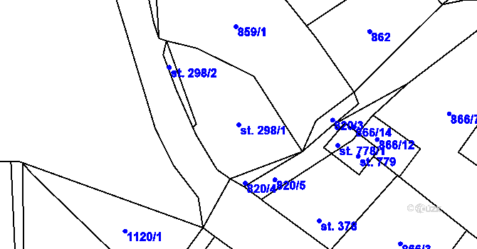 Parcela st. 298/1 v KÚ Dašice, Katastrální mapa