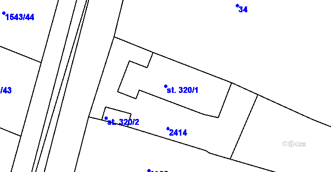 Parcela st. 320/1 v KÚ Dašice, Katastrální mapa