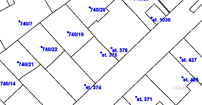 Parcela st. 375 v KÚ Dašice, Katastrální mapa