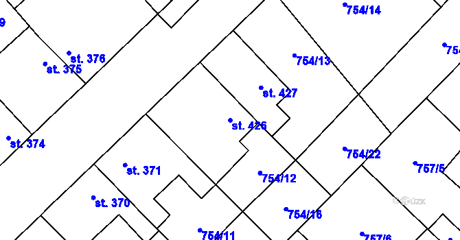 Parcela st. 426 v KÚ Dašice, Katastrální mapa