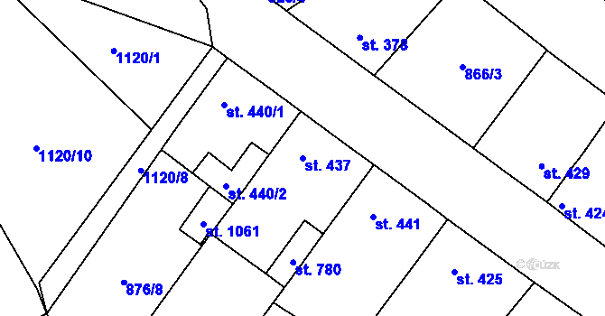 Parcela st. 437 v KÚ Dašice, Katastrální mapa