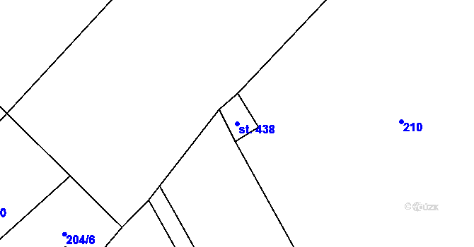 Parcela st. 438 v KÚ Dašice, Katastrální mapa