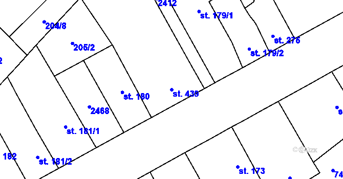 Parcela st. 439 v KÚ Dašice, Katastrální mapa