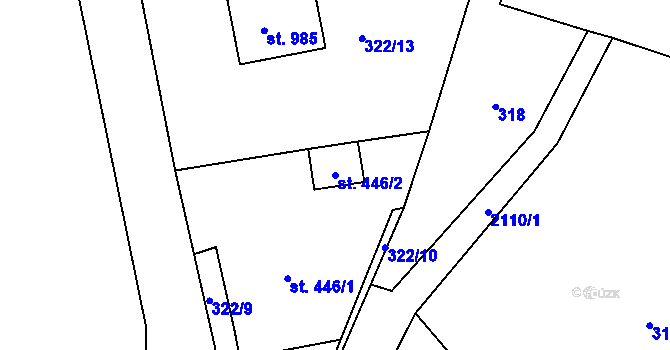 Parcela st. 446/2 v KÚ Dašice, Katastrální mapa