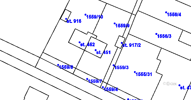 Parcela st. 451 v KÚ Dašice, Katastrální mapa